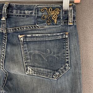 Vintage Y2K 00s Gold Sign Passion Low Rise Bootcut Flare Jean 28 Blue USA Made